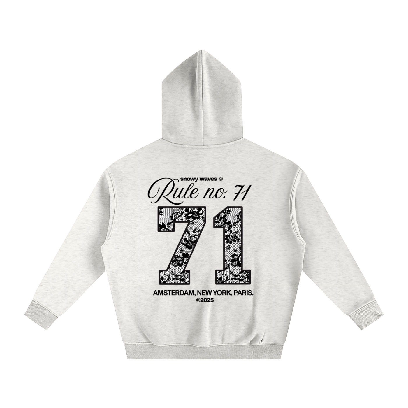 国体パーカー2025 71 Black Lace Oversize Hoodie – Snowy Waves