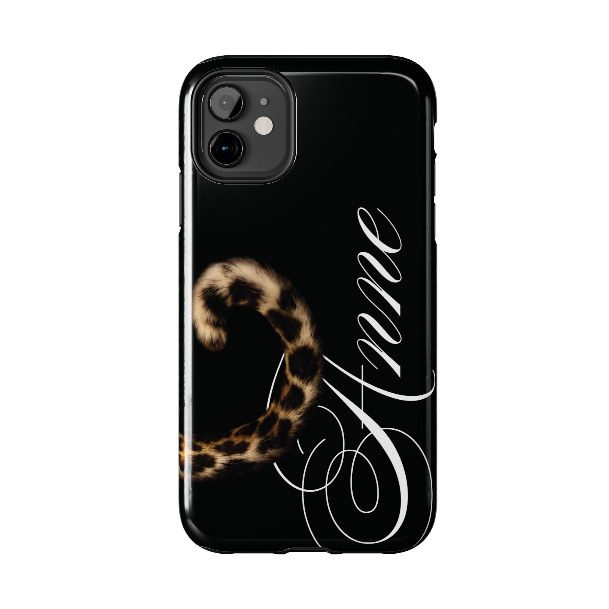 Custom Leopard Tail Phone Case Cursive