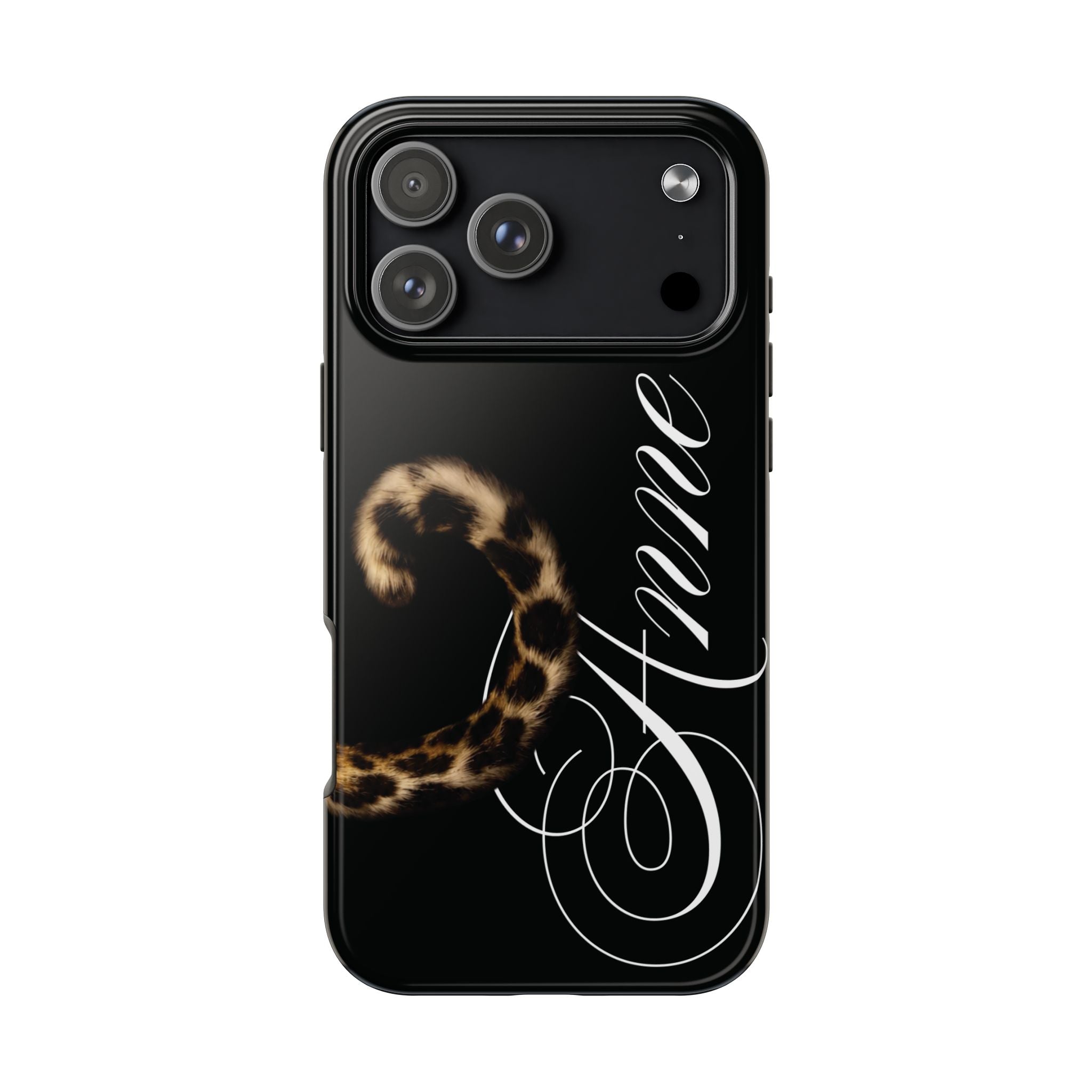 Custom Leopard Tail Phone Case Cursive