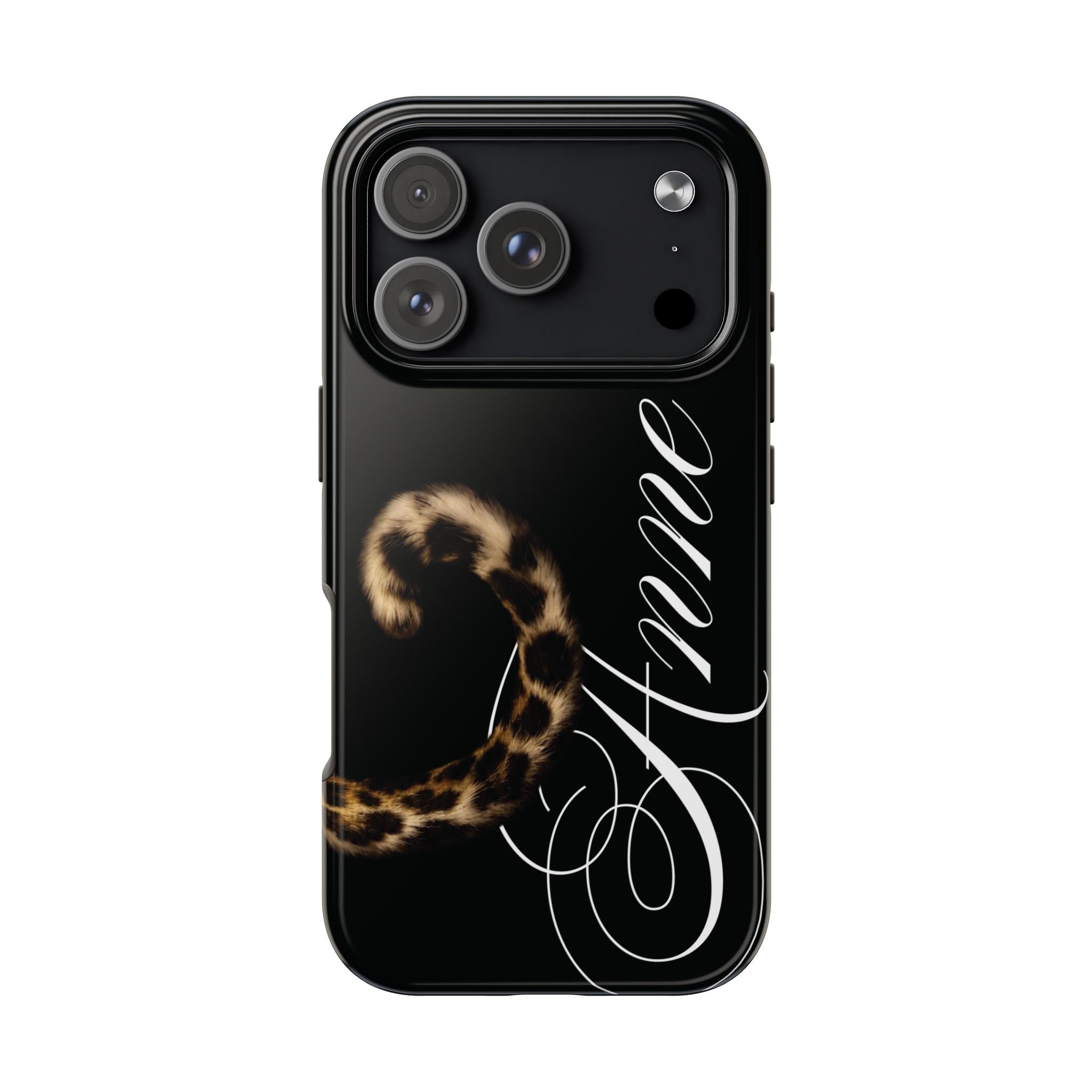 Custom Leopard Tail Phone Case Cursive