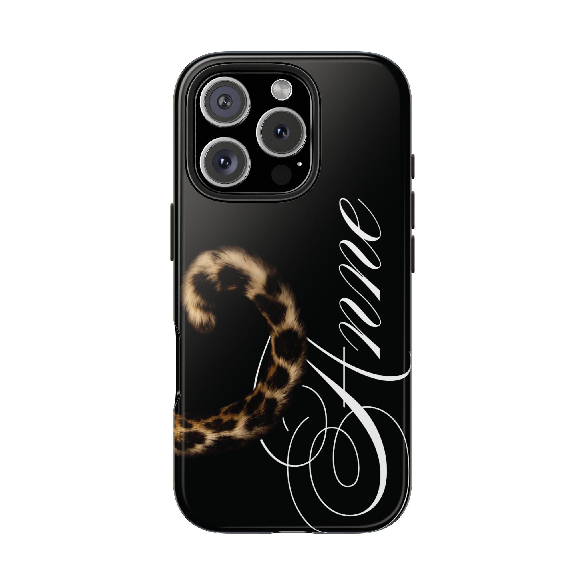 Custom Leopard Tail Phone Case Cursive