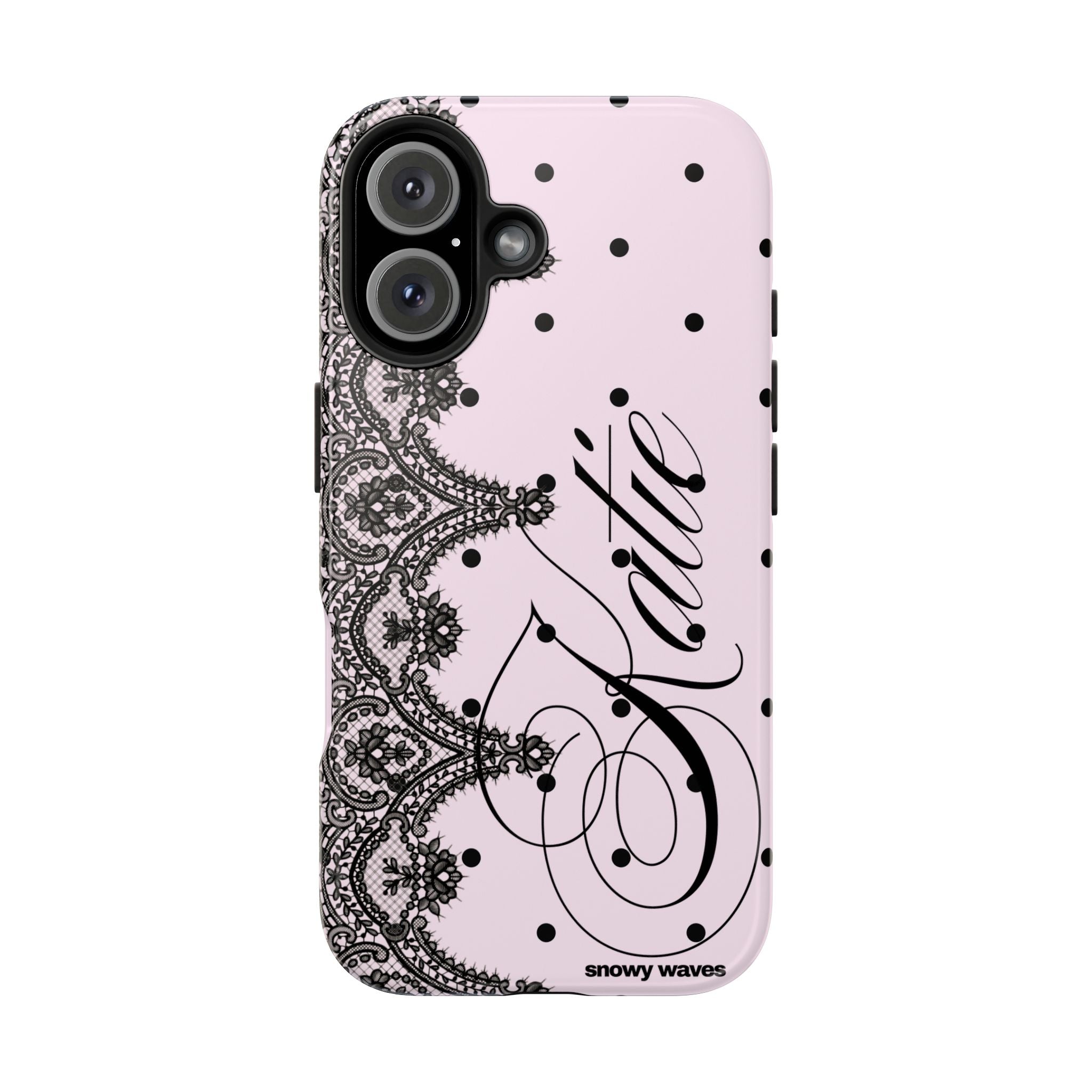 Custom Lace Pink Polka Dot Phone Case