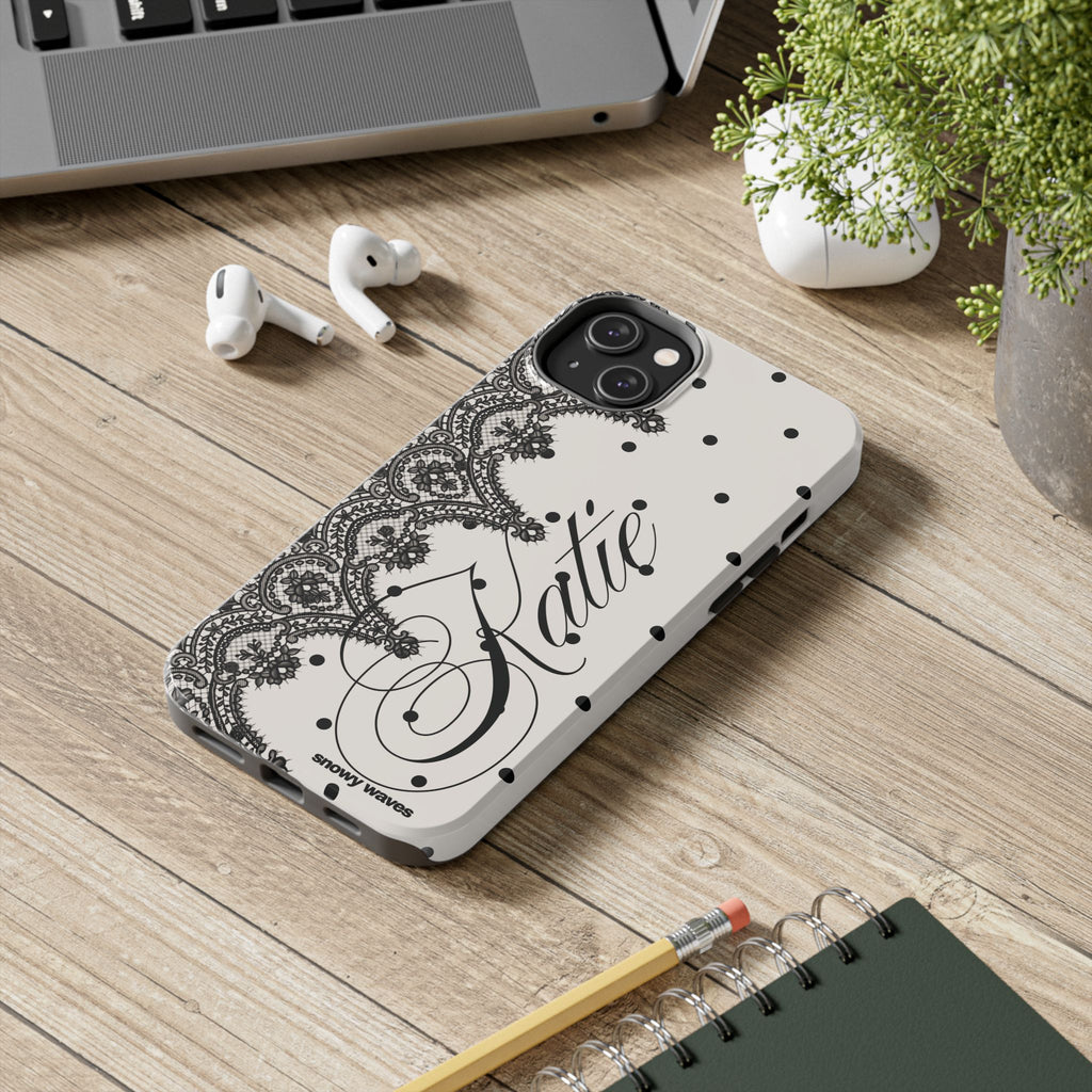 Custom Lace Polka Dot Tough Phone Case