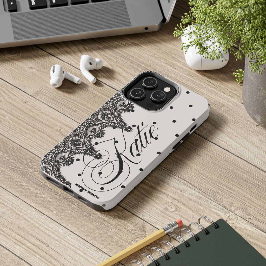 Custom Lace Polka Dot Tough Phone Case