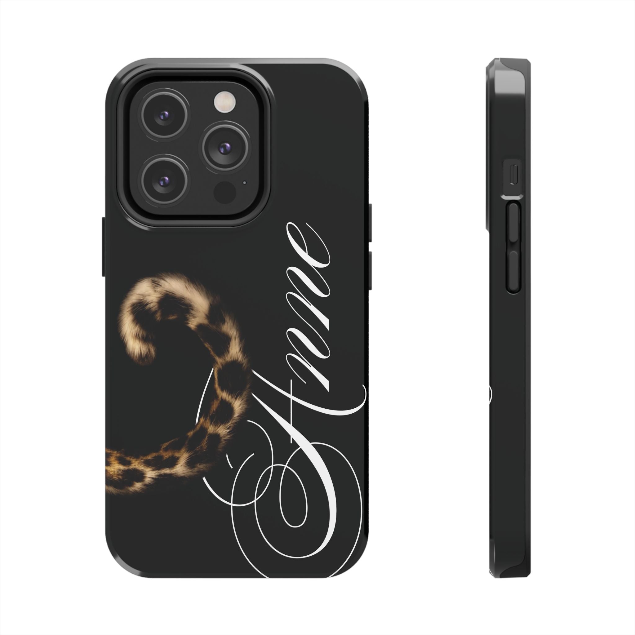 Custom Leopard Tail Phone Case Cursive