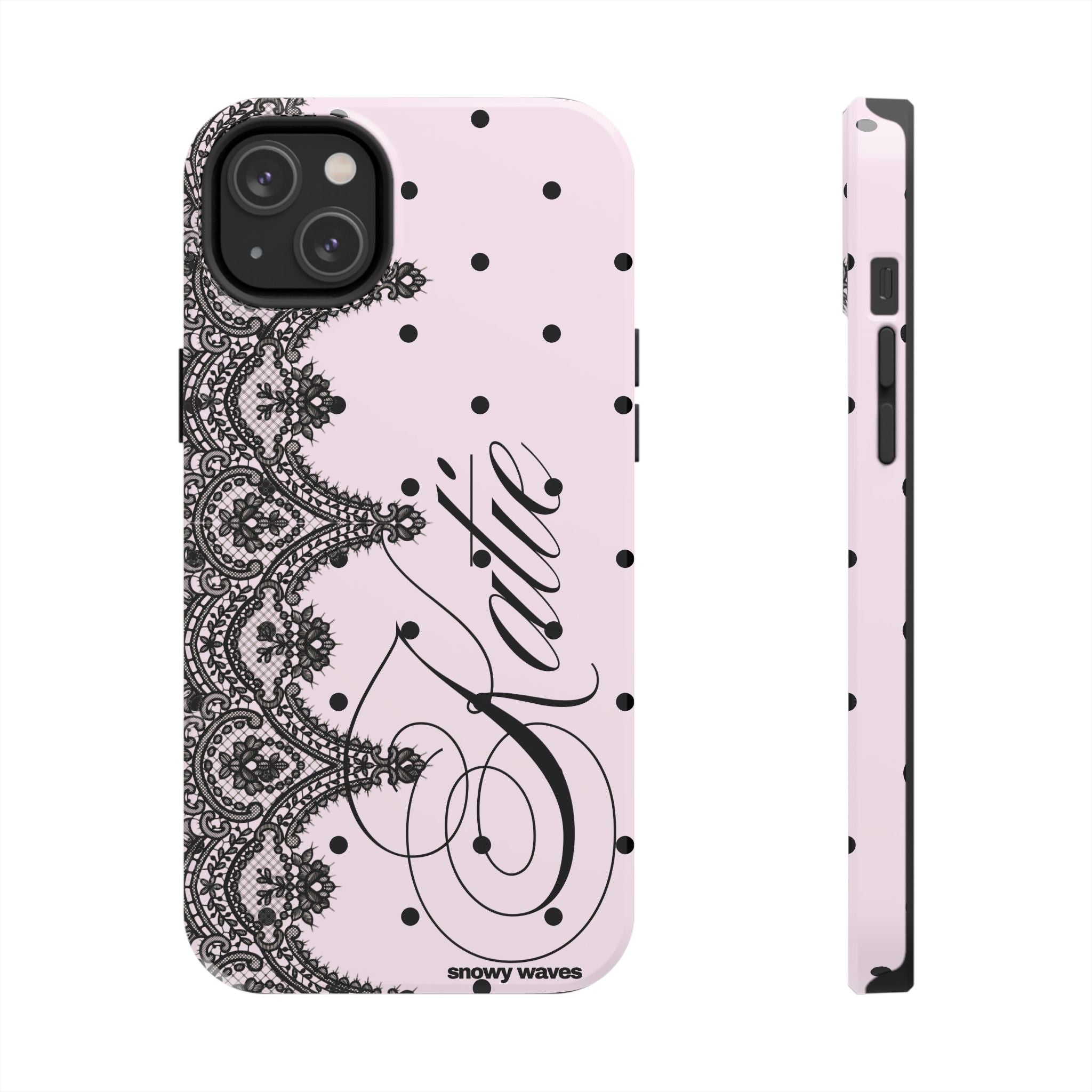 Custom Lace Pink Polka Dot Phone Case