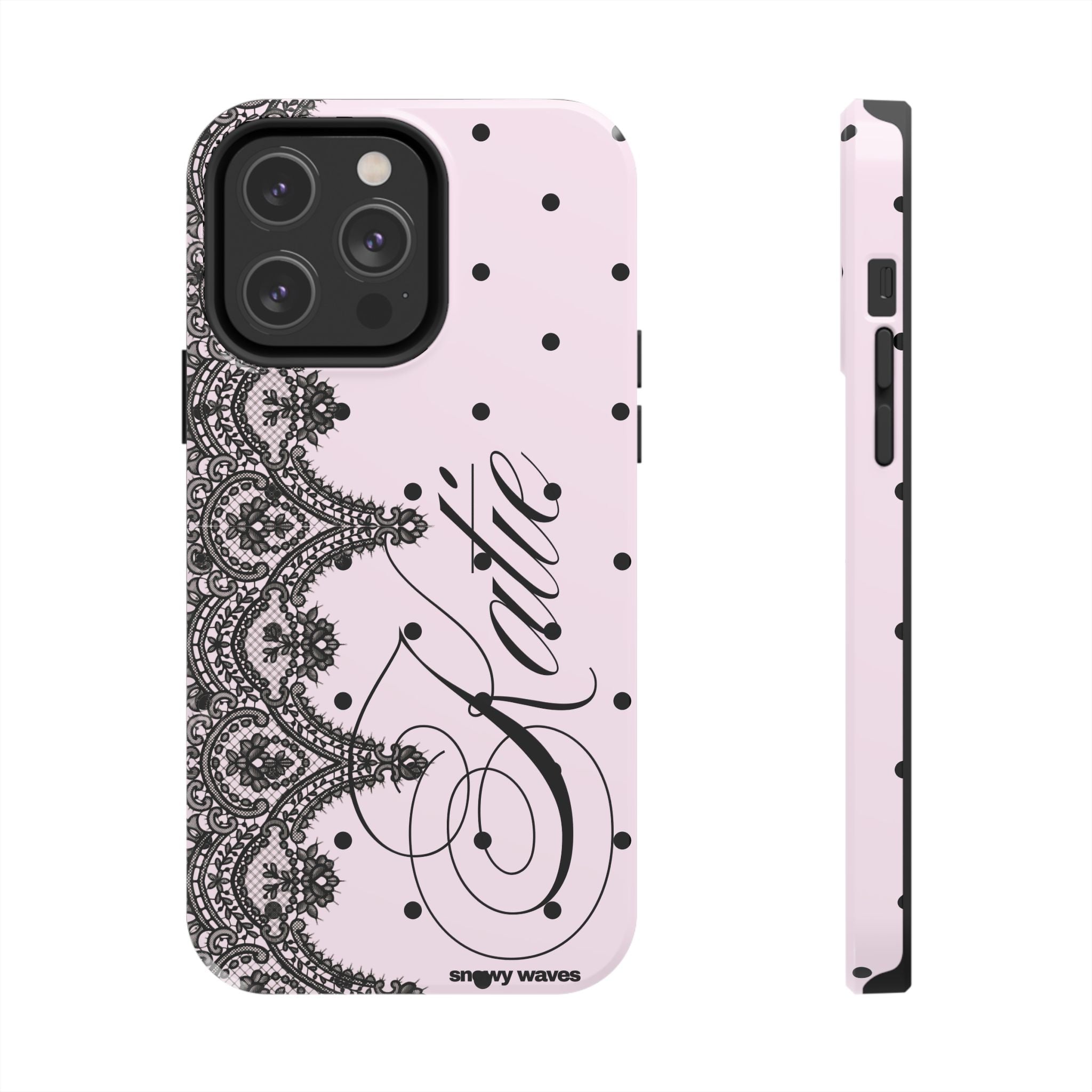 Custom Lace Pink Polka Dot Phone Case