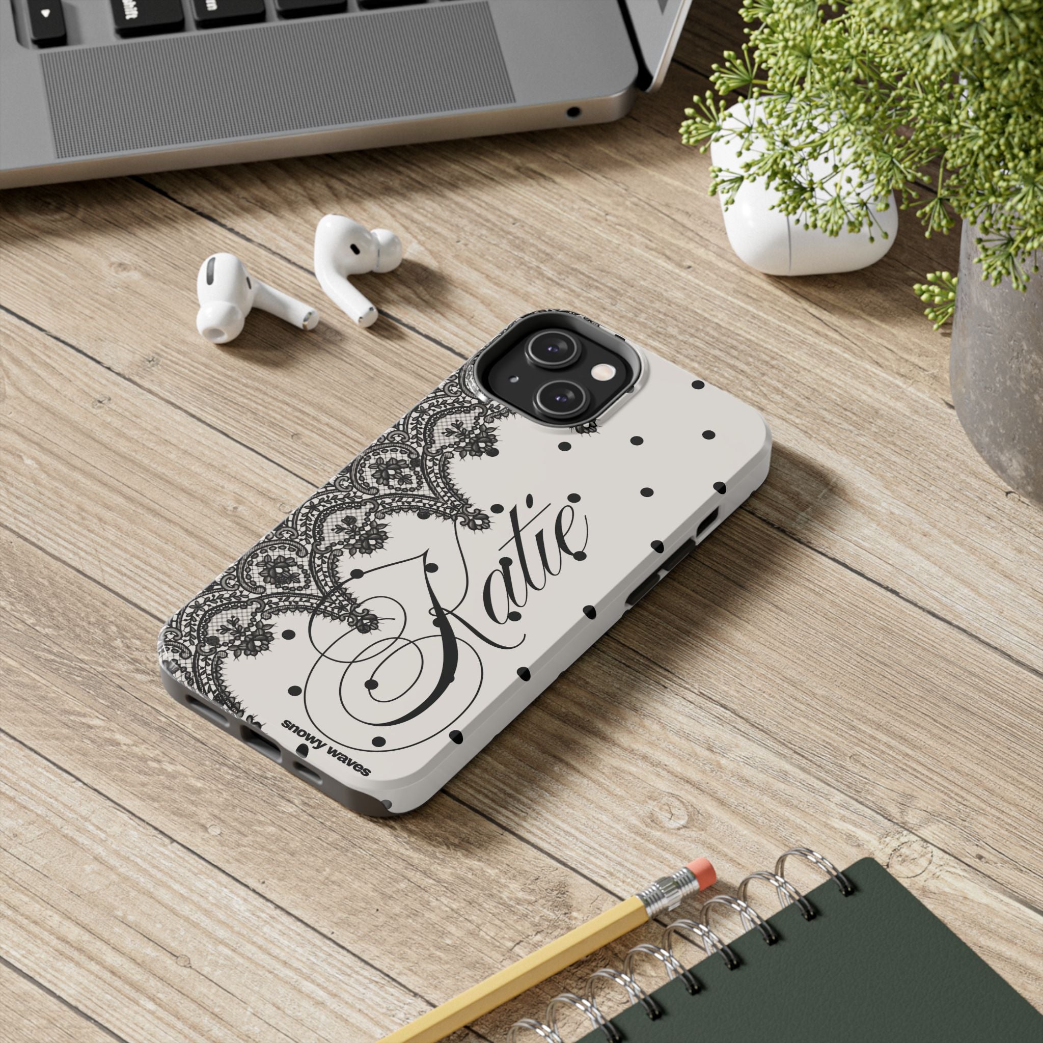 Custom Lace Polka Dot Tough Phone Case