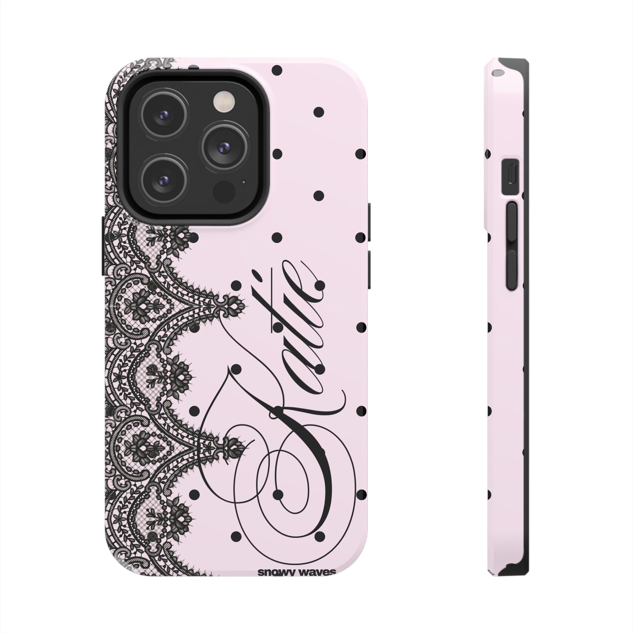 Custom Lace Pink Polka Dot Phone Case
