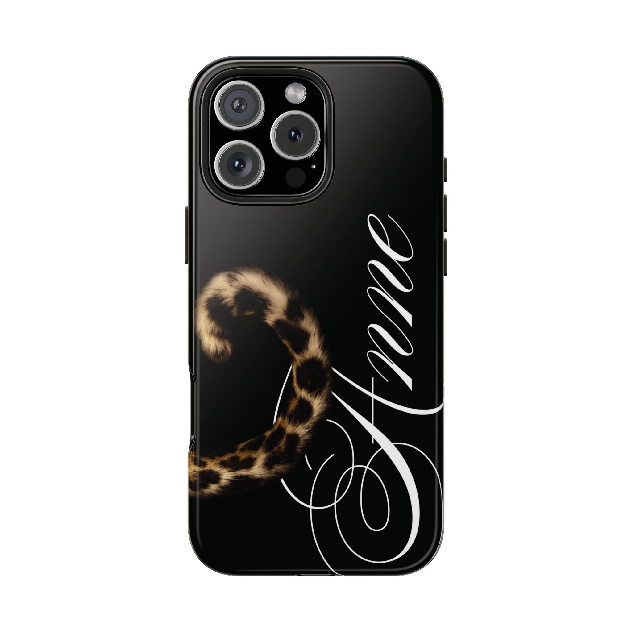 Custom Leopard Tail Phone Case Cursive