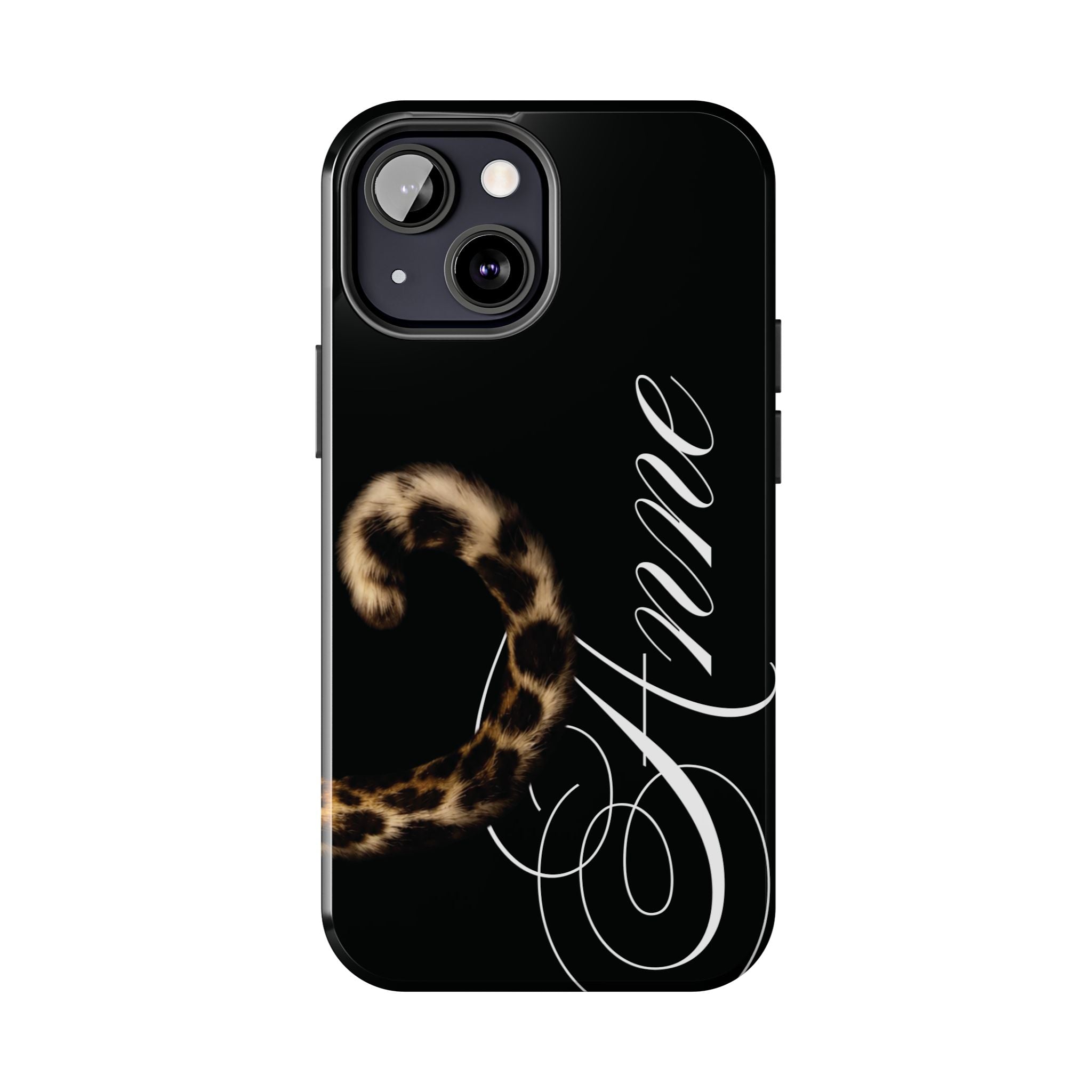 Custom Leopard Tail Phone Case Cursive