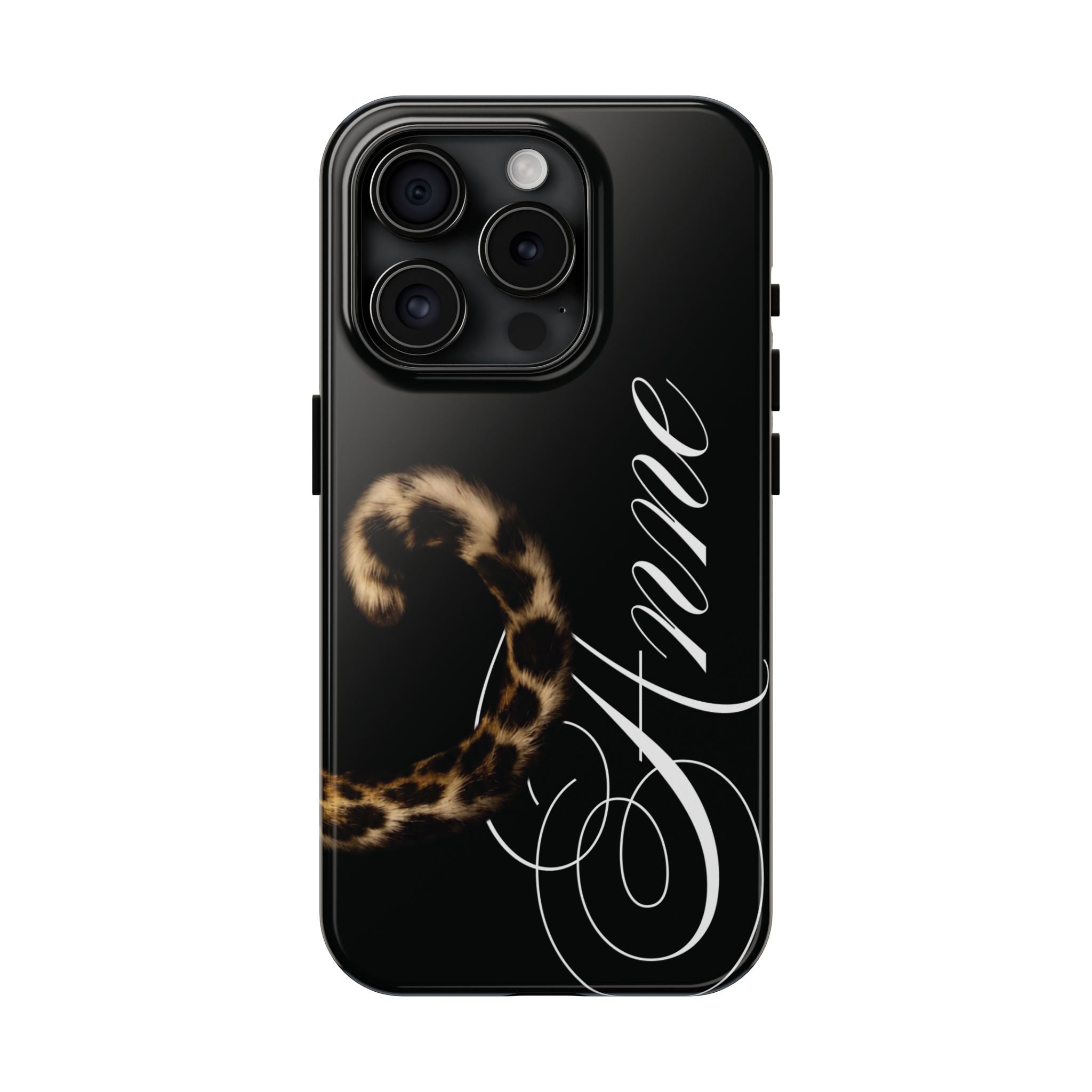 Custom Leopard Tail Phone Case Cursive