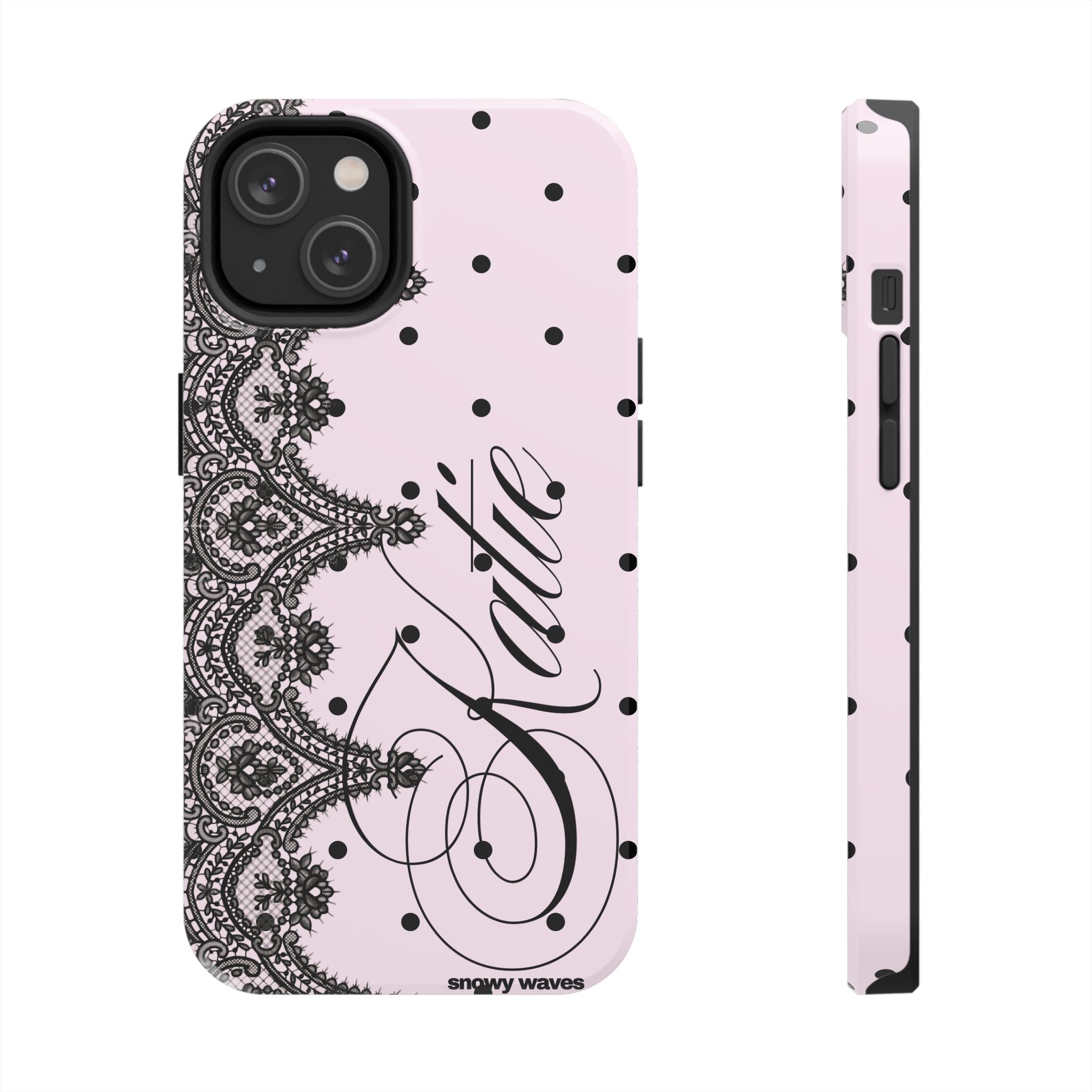 Custom Lace Pink Polka Dot Phone Case