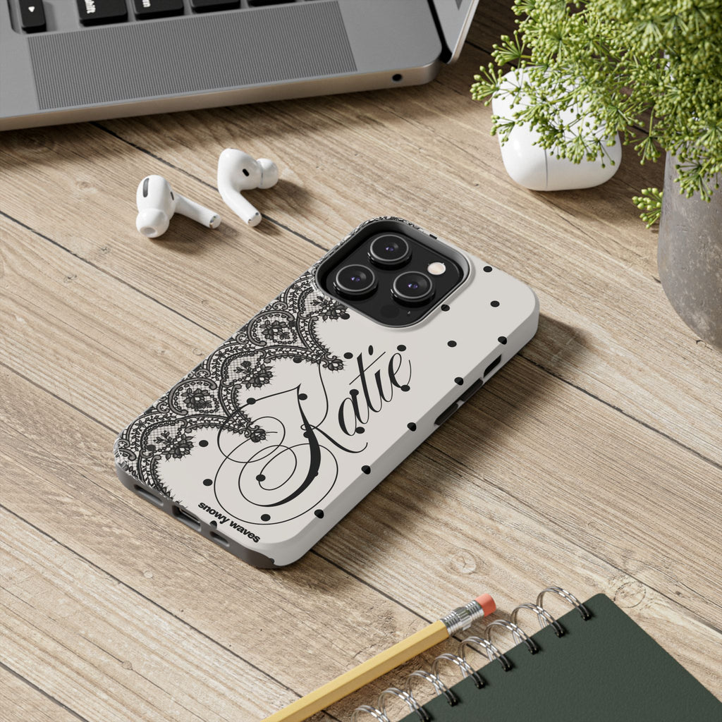 Custom Lace Polka Dot Tough Phone Case