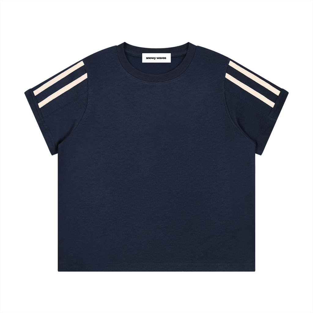 Women's Navy Blue Varsity Stripe T-Shirt