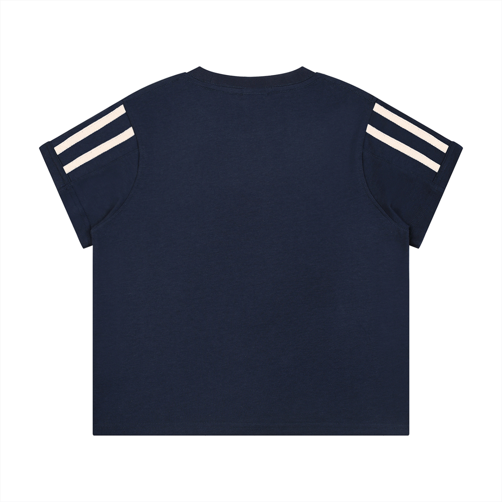 Women's Navy Blue Varsity Stripe T-Shirt