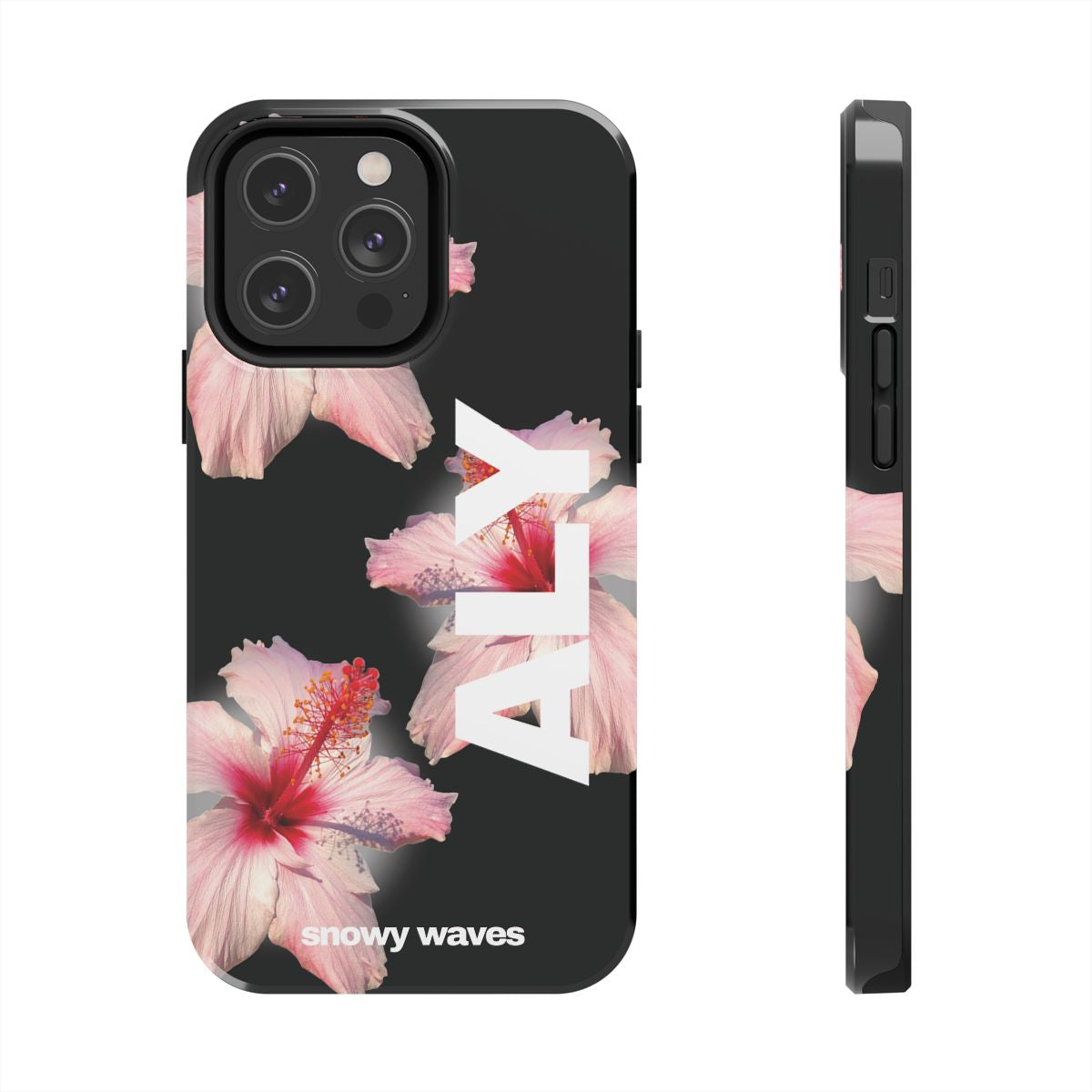 Custom Black Hibiscus Phone Case